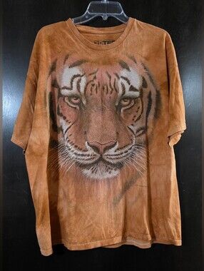 3D TEES The Mountain Tiger Face Orange Tie-dye T-shirt Unisex Men's 2XL